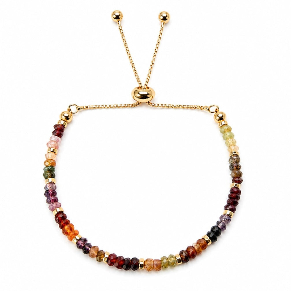 Gold Tundra Sapphire September birthstone bracelet on a white background